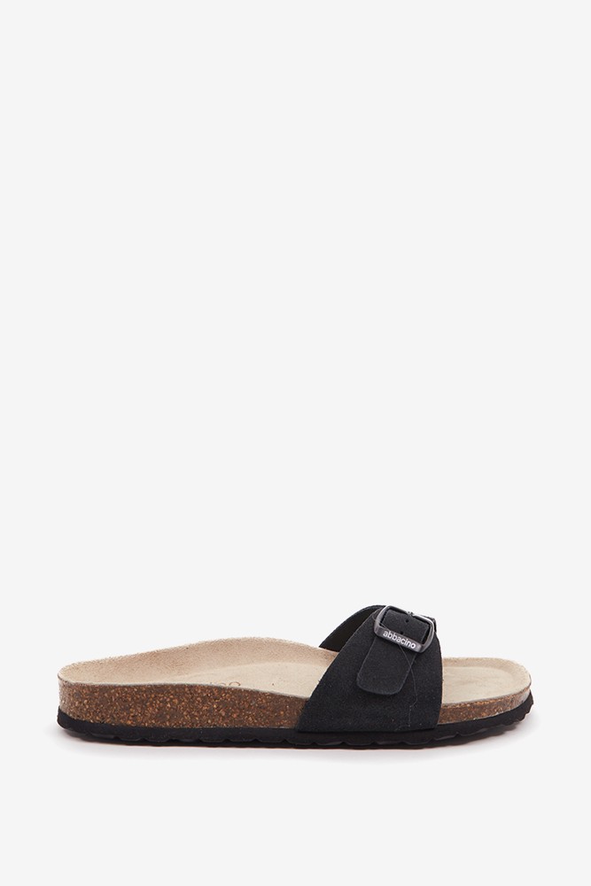 Abbacino Sandalia plana con hebilla de mujer en negro