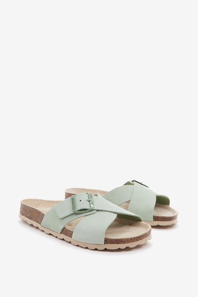 Abbacino Sandalia Plana Con Hebilla De Mujer En Verde