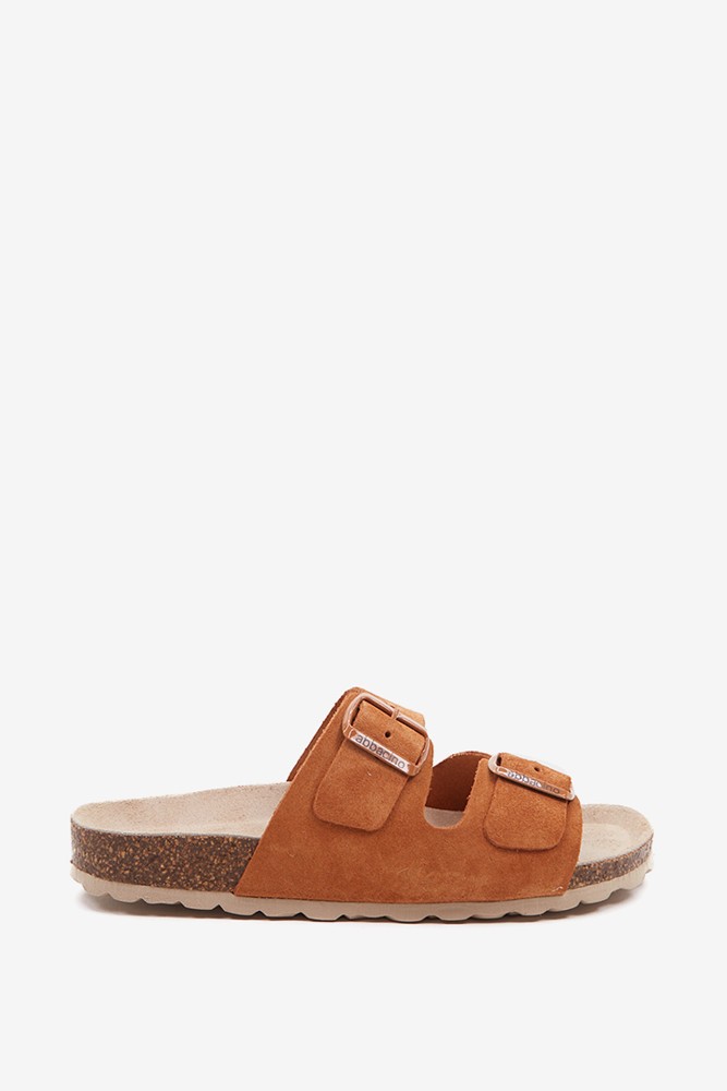 Abbacino Sandalia Plana De Mujer De Serraje En Cognac