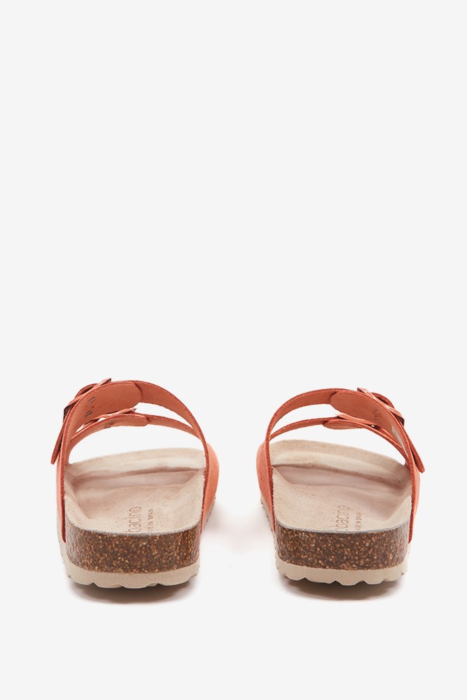 Abbacino Sandalia Plana De Mujer De Serraje En Naranja