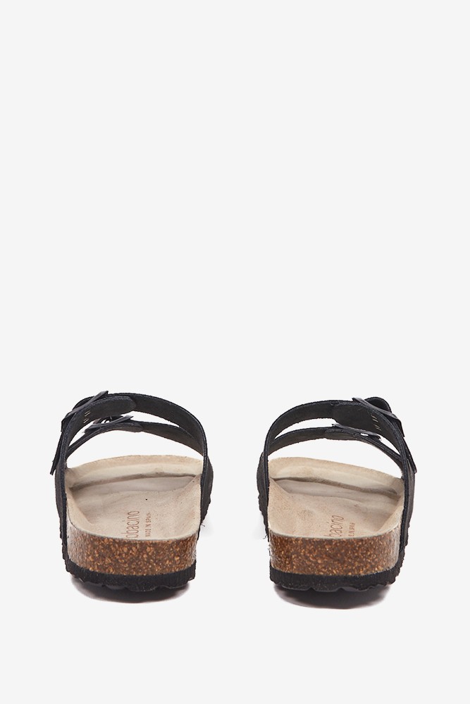 Abbacino Sandalia Plana De Mujer De Serraje En Negro