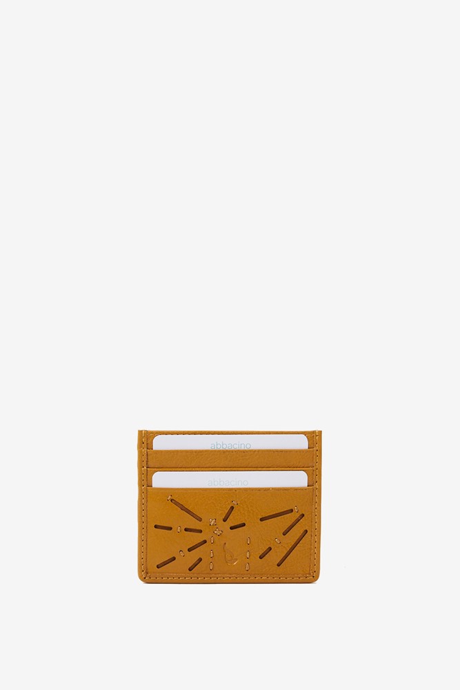 Abbacino Tarjetero De Mujer En Piel Troquelada Amarilla