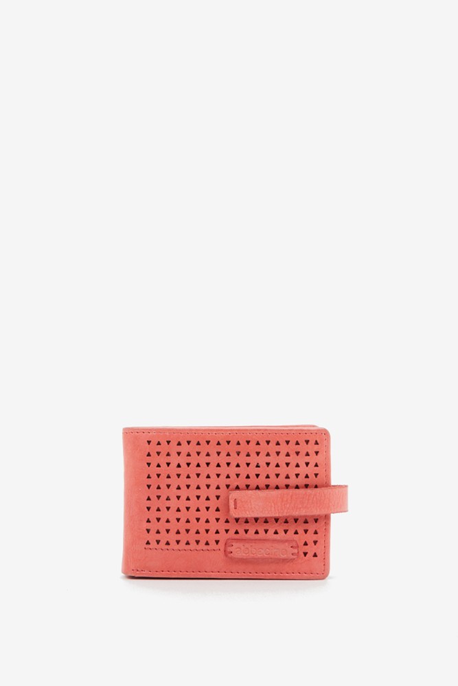 Abbacino Tarjetero De Mujer En Piel Troquelada Coral
