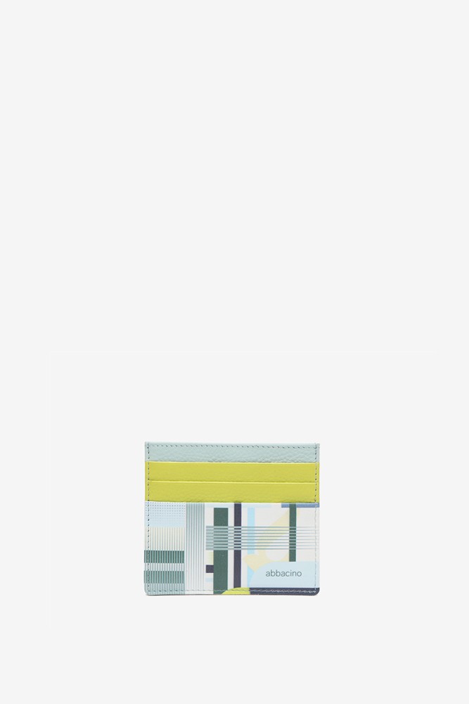 Abbacino Tarjetero De Piel Con Estampado Geométrico En Verde