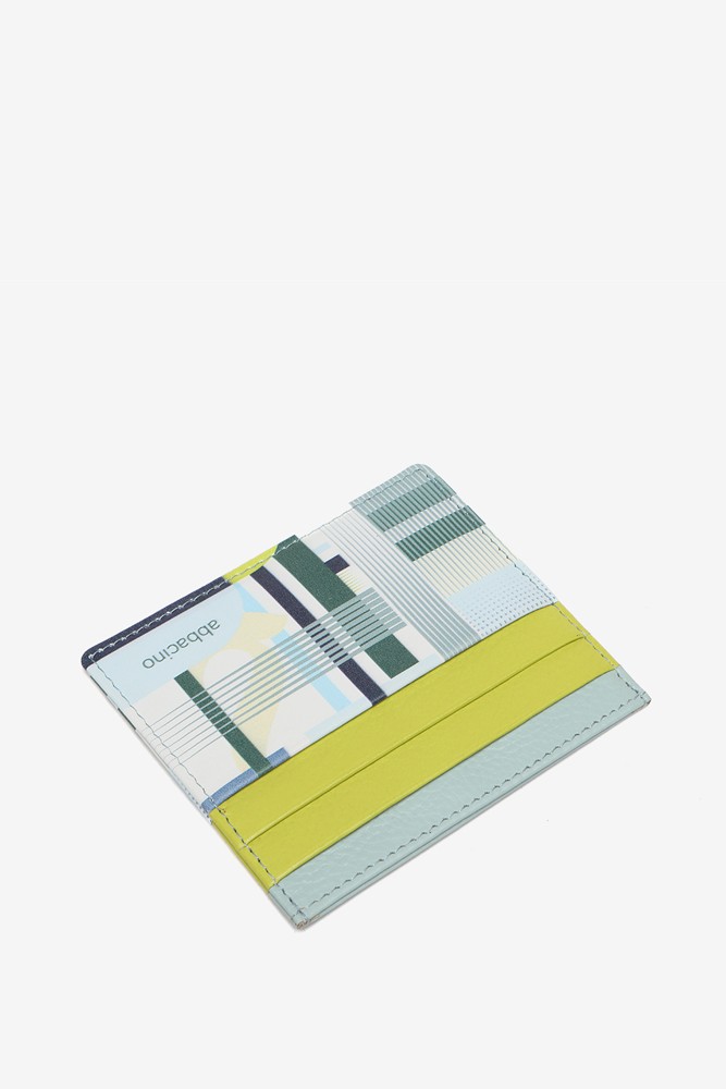 Abbacino Tarjetero De Piel Con Estampado Geométrico En Verde