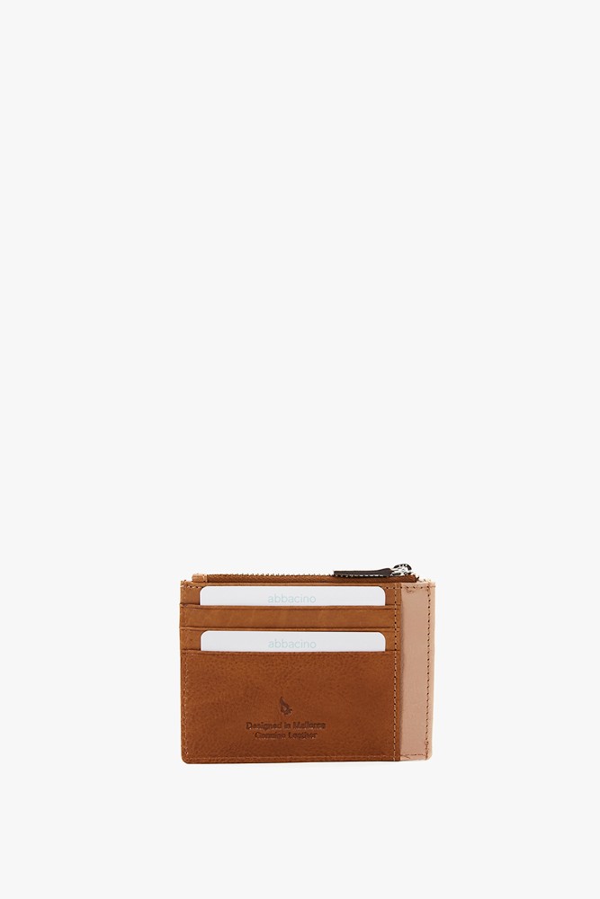 Abbacino Tarjetero-monedero De Mujer En Piel Cognac