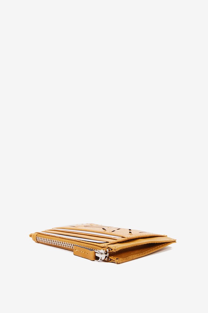 Abbacino Tarjetero-monedero De Mujer En Piel Troquelada Amarilla