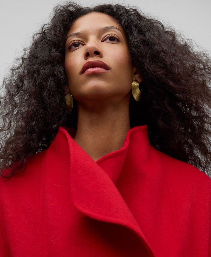 Adolfo Dominguez Abrigo Cruzado Mezcla Lana Merino Mujer