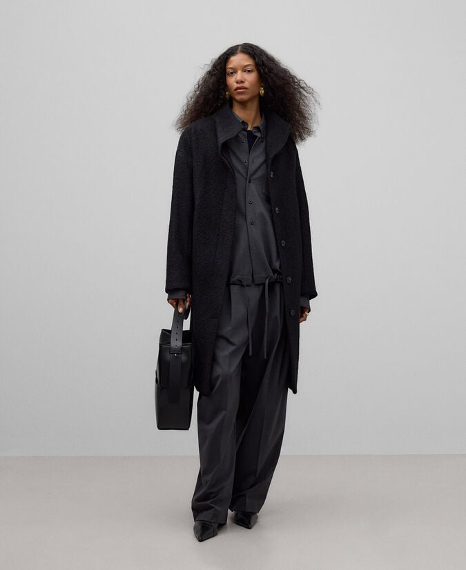 Adolfo dominguez Abrigo cuello chimenea negro mujer