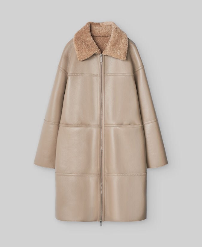 Adolfo Dominguez Abrigo Largo Piel No Piel Camel Mujer