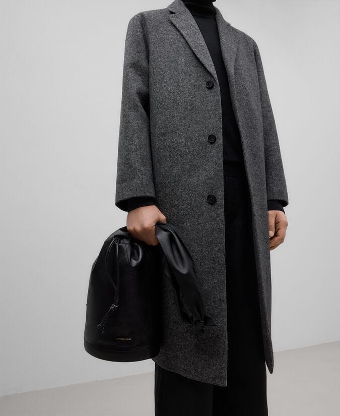 Adolfo Dominguez Abrigo Mezcla Lana Merino Gris Hombre