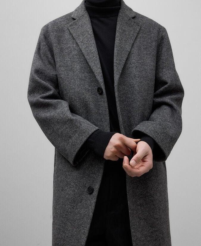 Adolfo Dominguez Abrigo Mezcla Lana Merino Gris Hombre