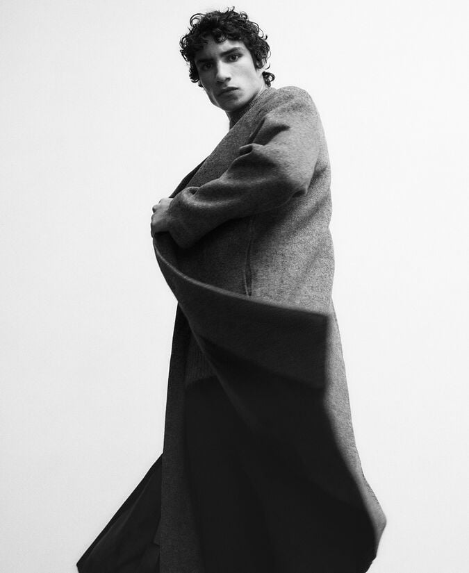 Adolfo Dominguez Abrigo Mezcla Lana Merino Gris Hombre