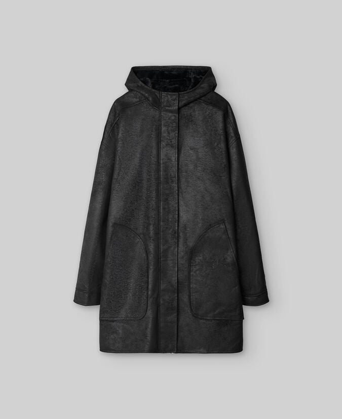 Adolfo Dominguez Abrigo Piel No Piel Con Capucha Hombre