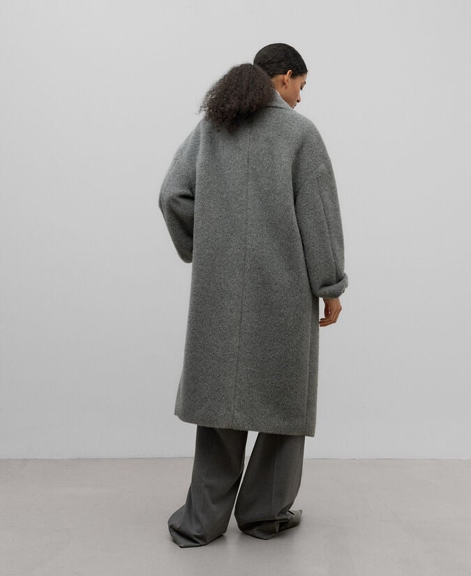Adolfo Dominguez Abrigo Tejido Alpaca Para Mujer Gris