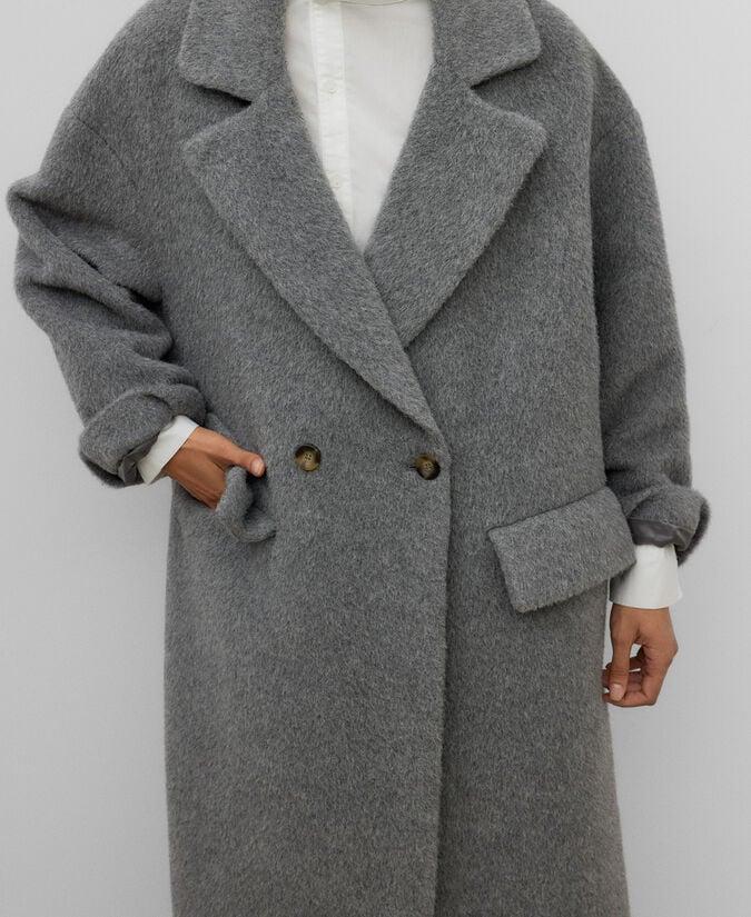 Adolfo Dominguez Abrigo Tejido Alpaca Para Mujer Gris