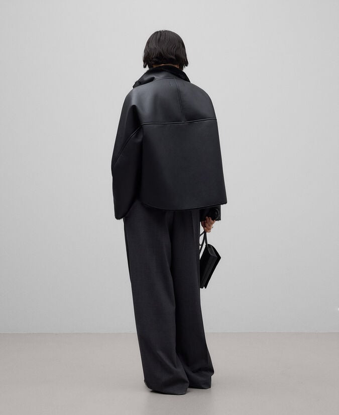 Adolfo Dominguez Abrigo Corto Piel No Piel Mujer