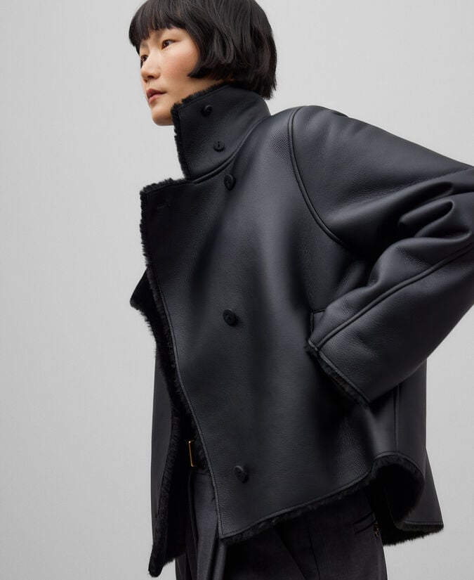 Adolfo Dominguez Abrigo Corto Piel No Piel Mujer