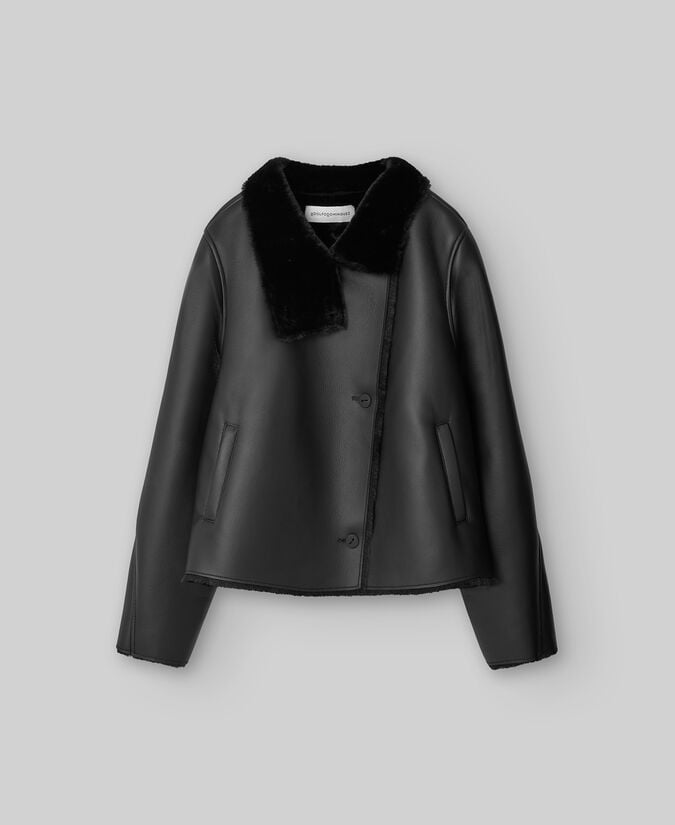 Adolfo Dominguez Abrigo Corto Piel No Piel Mujer