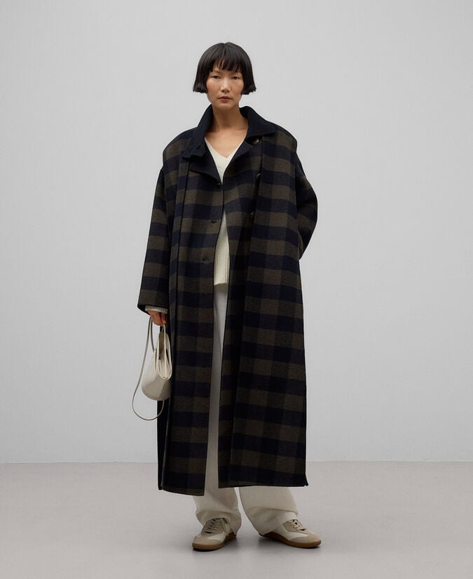 Adolfo dominguez Abrigo cuadros con bufanda mujer