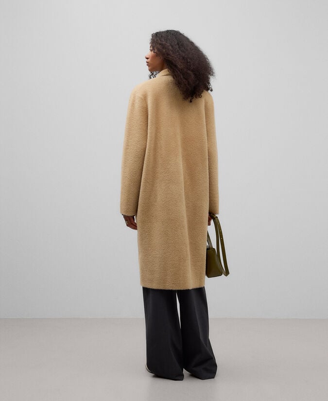 Adolfo Dominguez Abrigo Efecto Pelo Camel Mujer