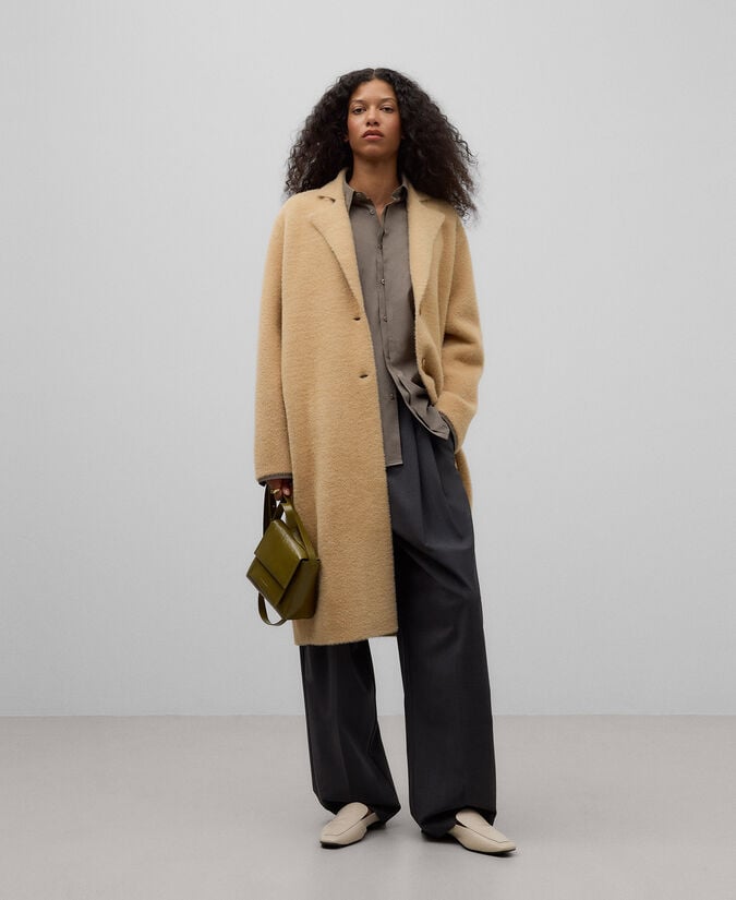 Adolfo dominguez Abrigo efecto pelo camel mujer