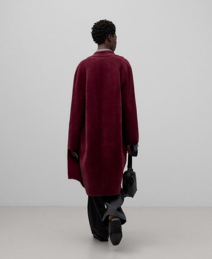 Adolfo Dominguez Abrigo Efecto Pelo Granate Mujer