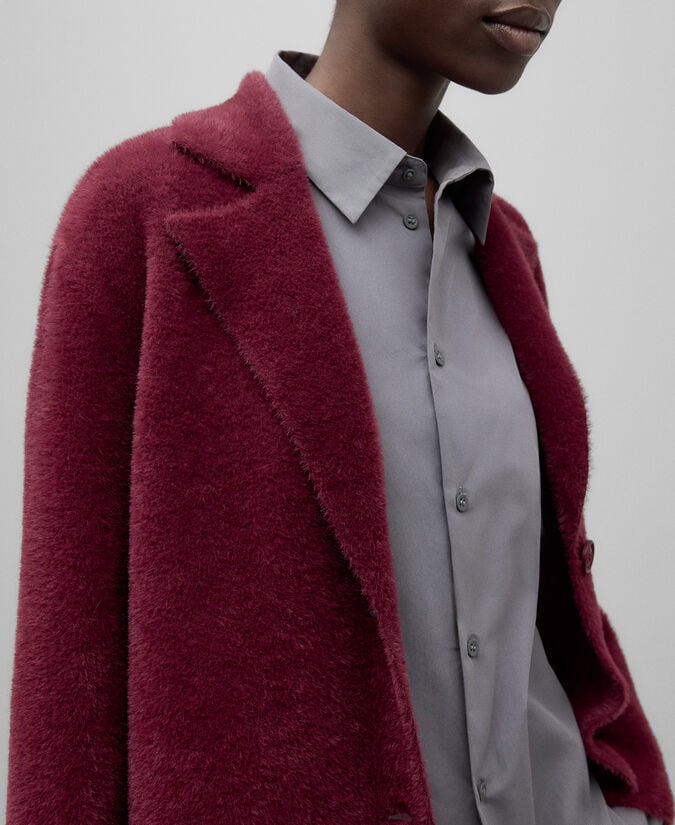 Adolfo Dominguez Abrigo Efecto Pelo Granate Mujer