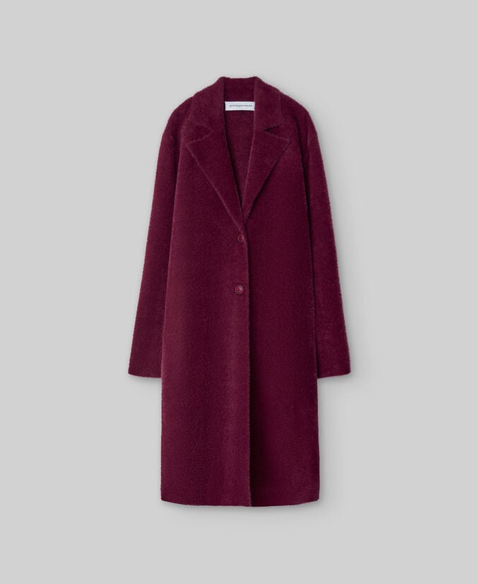 Adolfo Dominguez Abrigo Efecto Pelo Granate Mujer