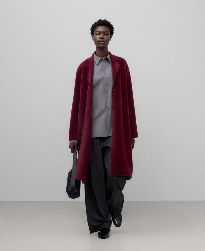 Adolfo dominguez Abrigo efecto pelo granate mujer