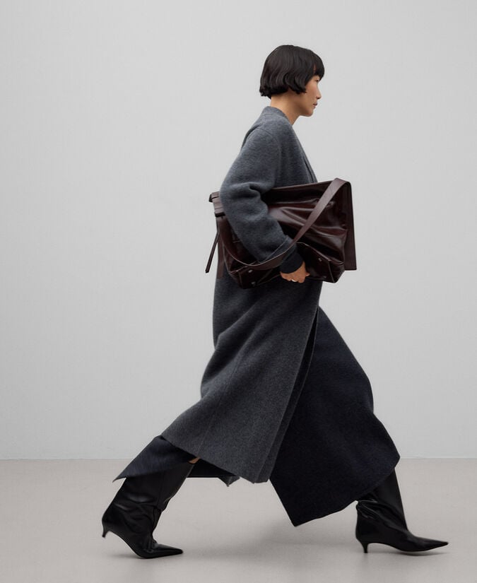 Adolfo dominguez Abrigo lana gris melange mujer