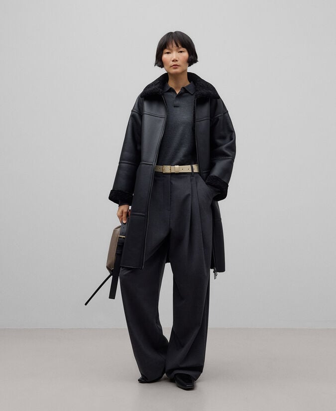 Adolfo dominguez Abrigo largo Piel No Piel mujer