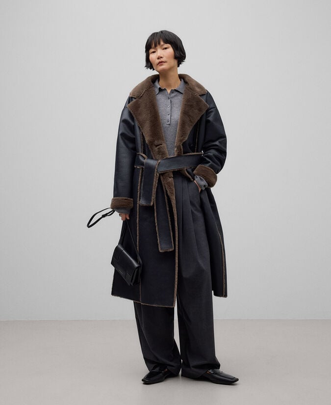 Adolfo dominguez Abrigo largo Piel No Piel mujer