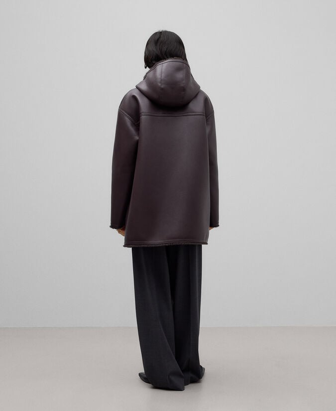 Adolfo Dominguez Abrigo Piel No Piel Capucha Mujer