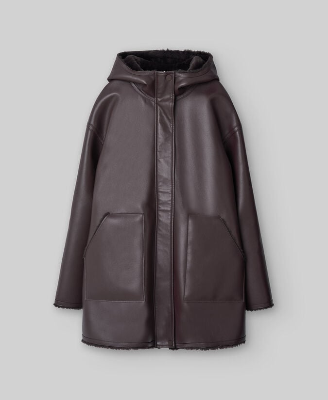 Adolfo Dominguez Abrigo Piel No Piel Capucha Mujer