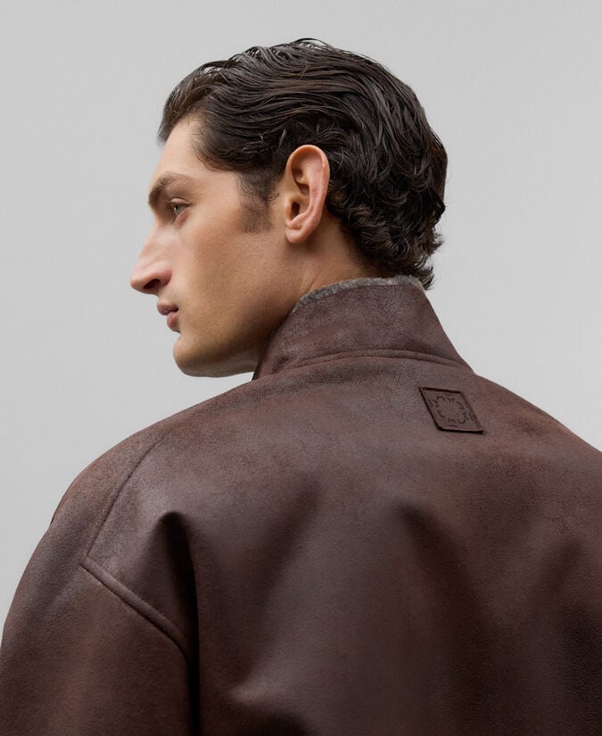 Adolfo Dominguez Abrigo Piel No Piel Marrón Hombre