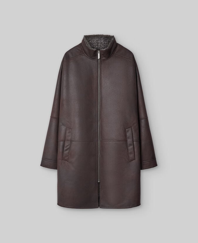 Adolfo Dominguez Abrigo Piel No Piel Marrón Hombre