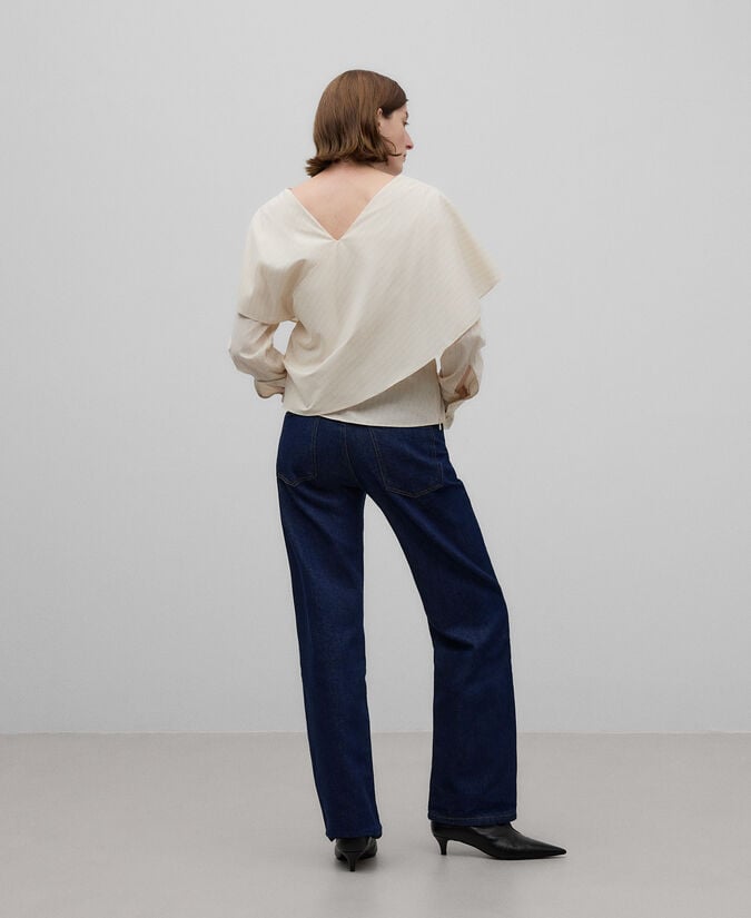 Adolfo Dominguez Blusa Cuello Chal Rayas Mujer