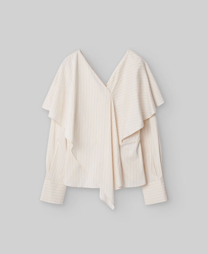 Adolfo Dominguez Blusa Cuello Chal Rayas Mujer