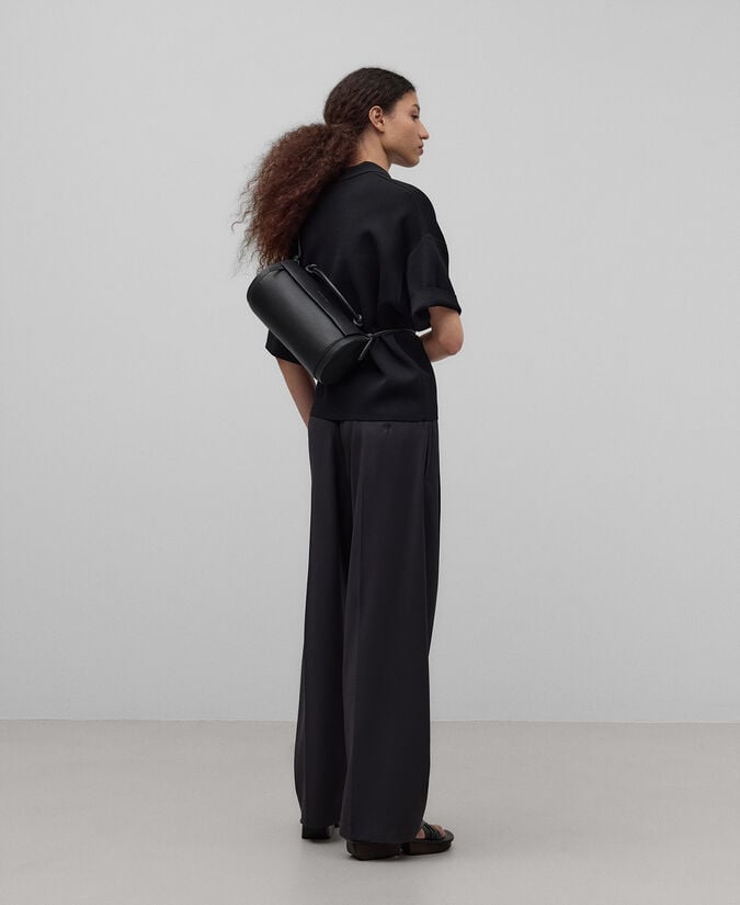 Adolfo Dominguez Bolso Cilíndrico Piel Negro Mujer