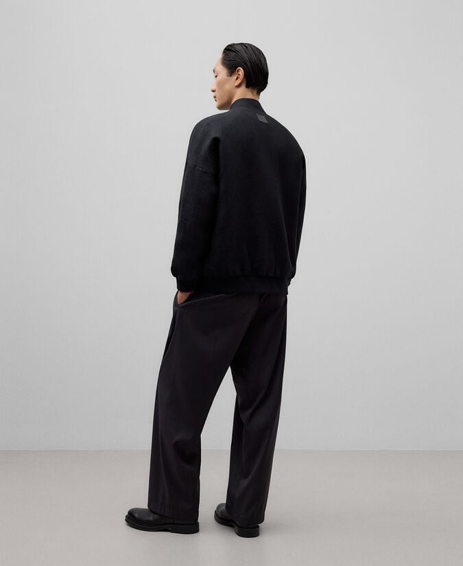 Adolfo Dominguez Bomber Lana Y Lino Negra Hombre