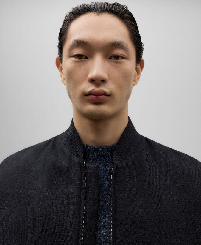 Adolfo Dominguez Bomber Lana Y Lino Negra Hombre