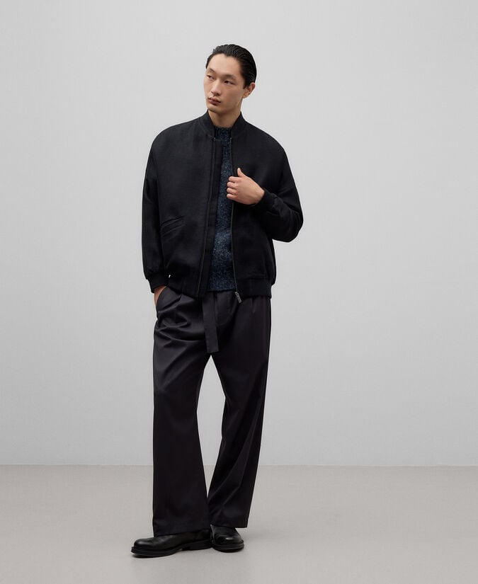 Adolfo dominguez Bomber lana y lino negra hombre