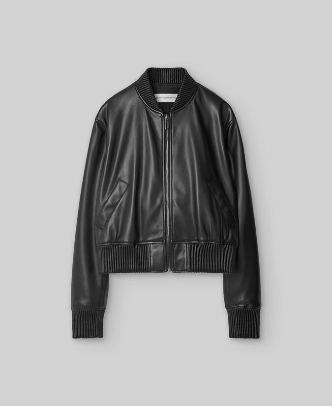 Adolfo Dominguez Bomber Piel No Piel Negra Mujer