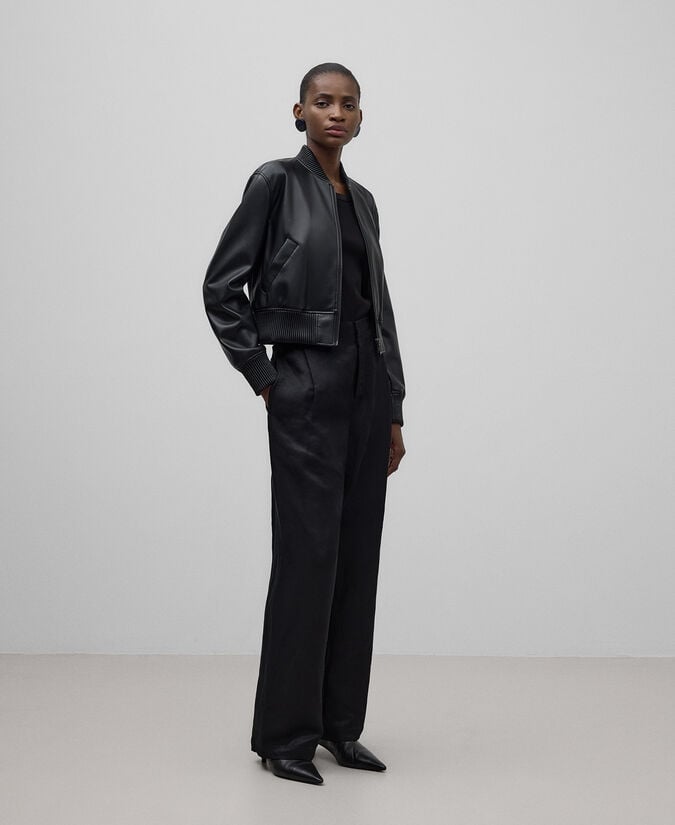 Adolfo dominguez Bomber Piel No Piel negra mujer