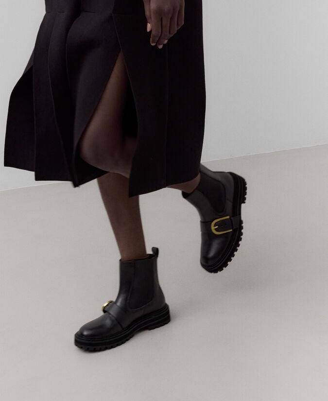 Adolfo Dominguez Botín Piel Hebilla Mujer