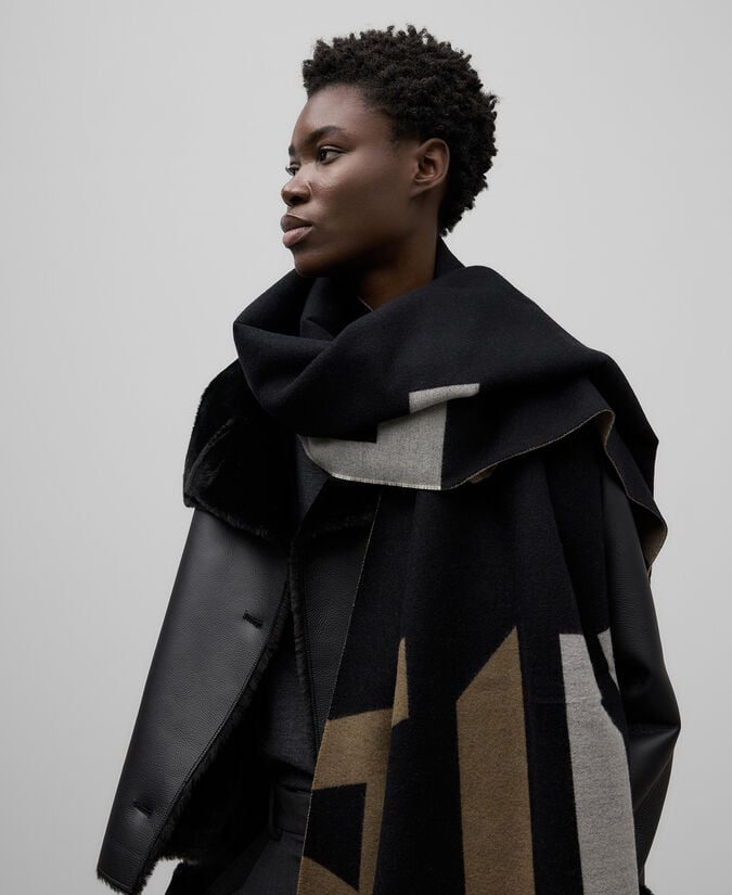 Adolfo Dominguez Bufanda Jacquard Maxi Logo Mujer