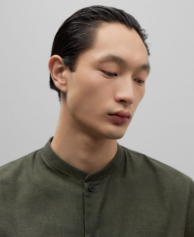 Adolfo Dominguez Camisa Algodón Cuello Mao Hombre