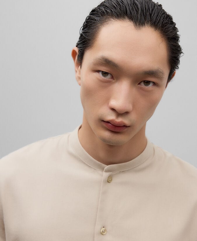 Adolfo Dominguez Camisa Algodón Cuello Mao Hombre