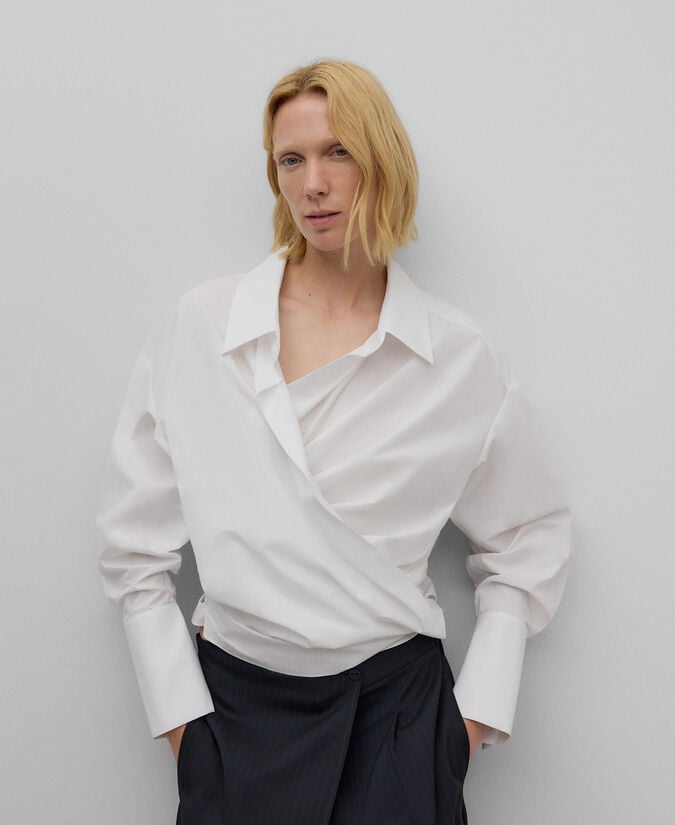 Adolfo Dominguez Camisa Cruzada En Algodón Mujer